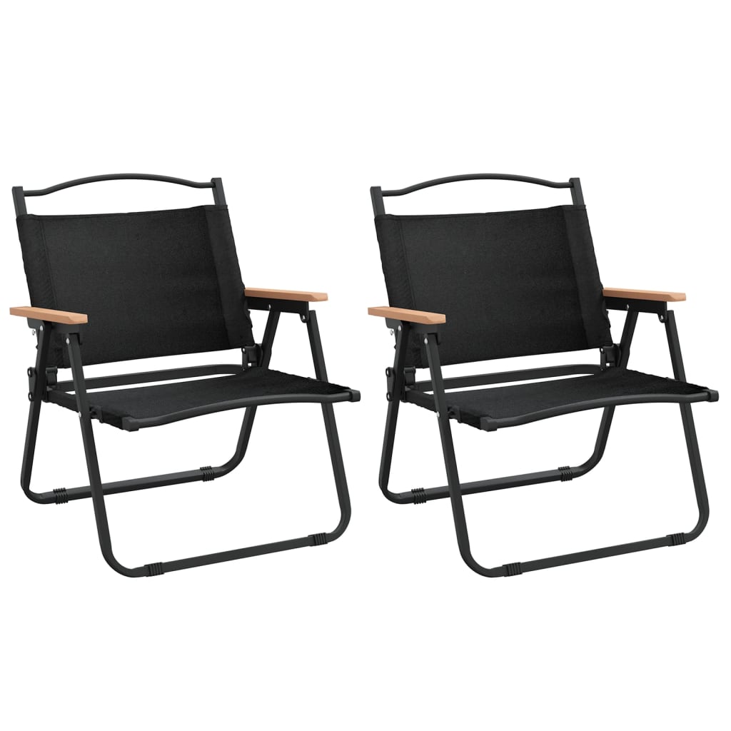 vidaXL Stovyklavimo kėdės, 2vnt., juodos, 54x43x59cm, oksfordo audinys