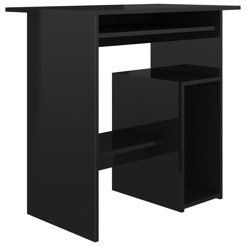 vidaXL Rašomasis stalas, juodos spalvos, 80x45x74cm, MDP, ypač blizgus