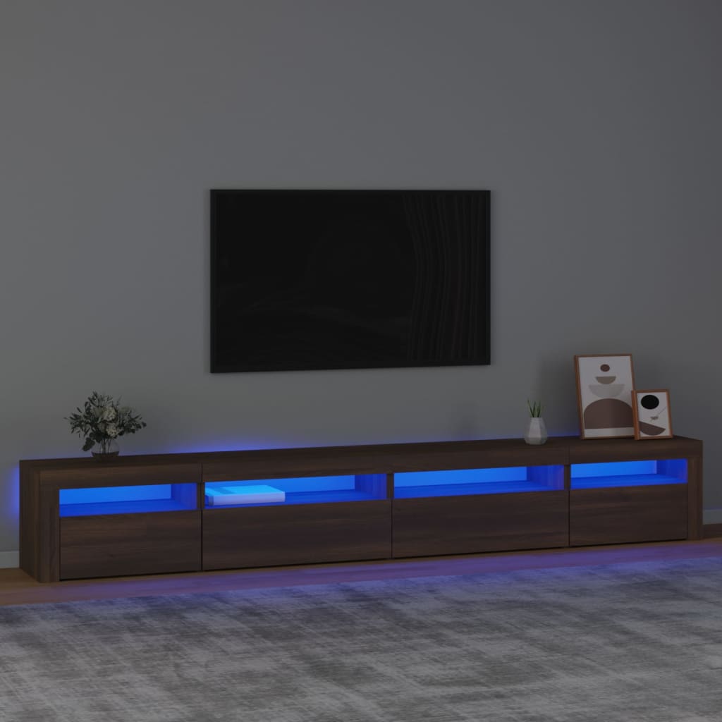 vidaXL Televizoriaus spintelė su LED, ruda ąžuolo, 270x35x40cm