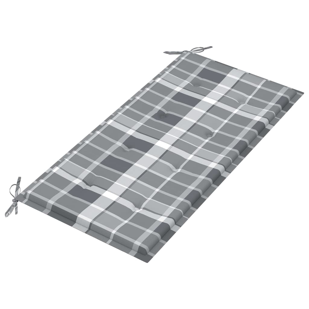 vidaXL Sodo suoliukas su languota pagalvėle, 112cm, tikmedžio masyvas