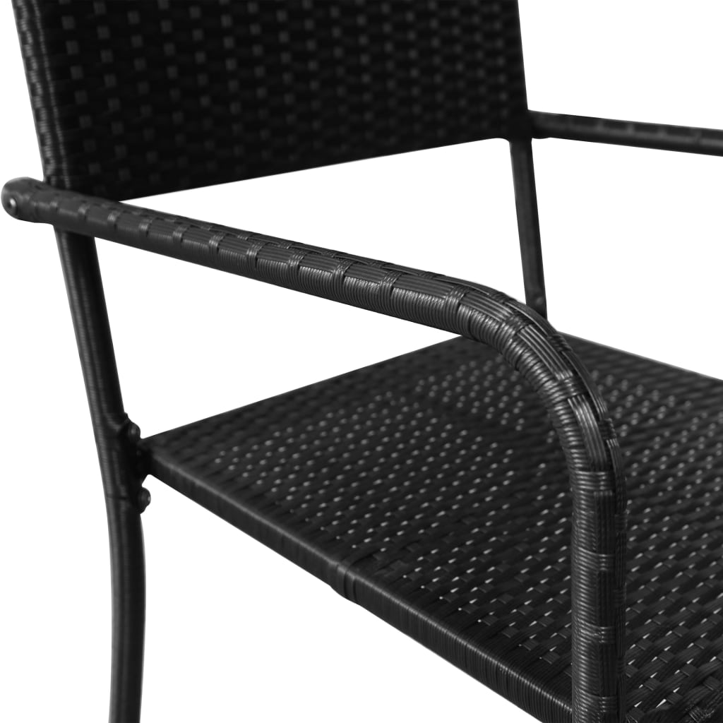 vidaXL Lauko valgomojo kėdės,  4vnt., juodos, poliratanas