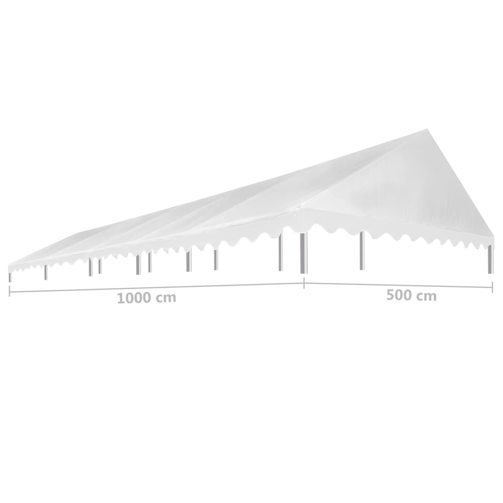 vidaXL Proginės palapinės stogas, baltas, 5x10 m, 450 g/m²