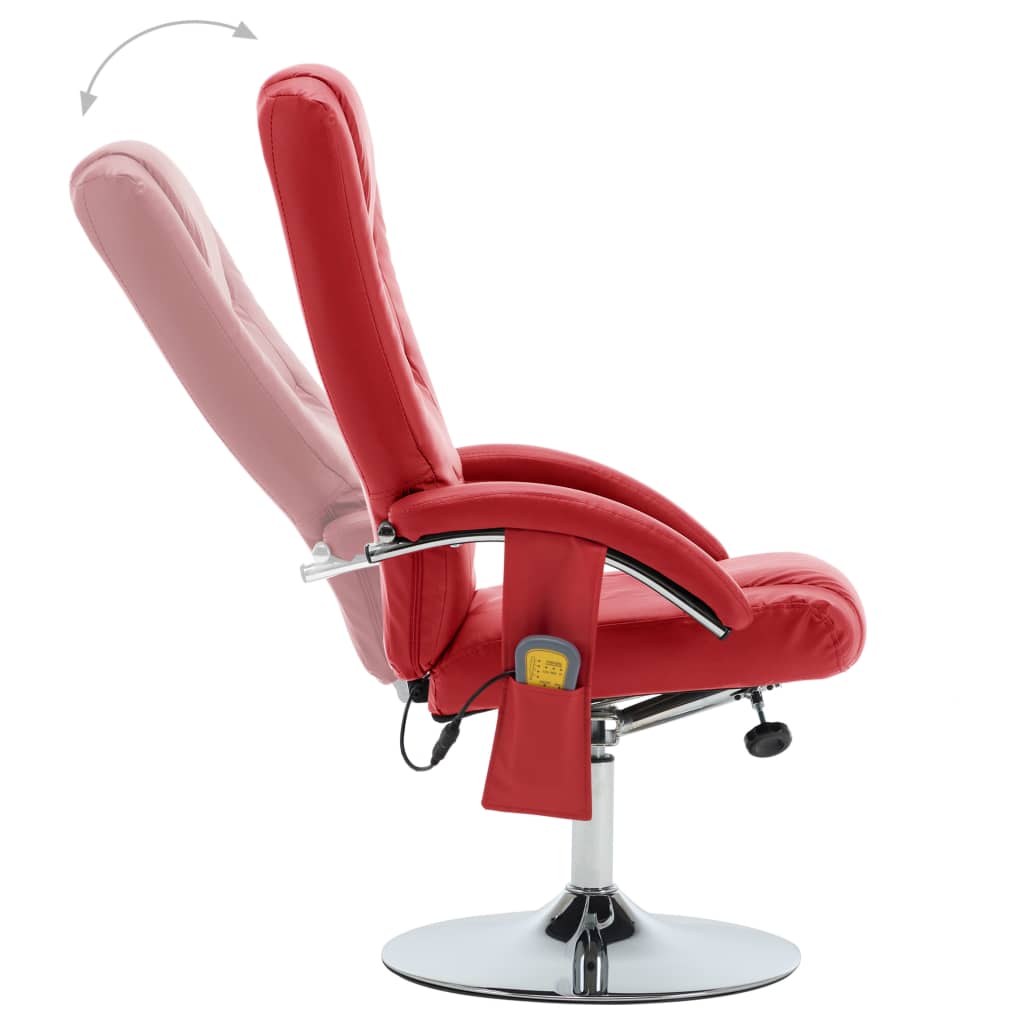 vidaXL Atlošiamas masažinis krėslas su pakoja, raudonas, dirbtinė oda