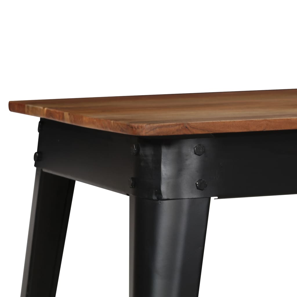 vidaXL Valgomojo stalas, akacijos med. masyvas ir plienas, 120x60x76cm