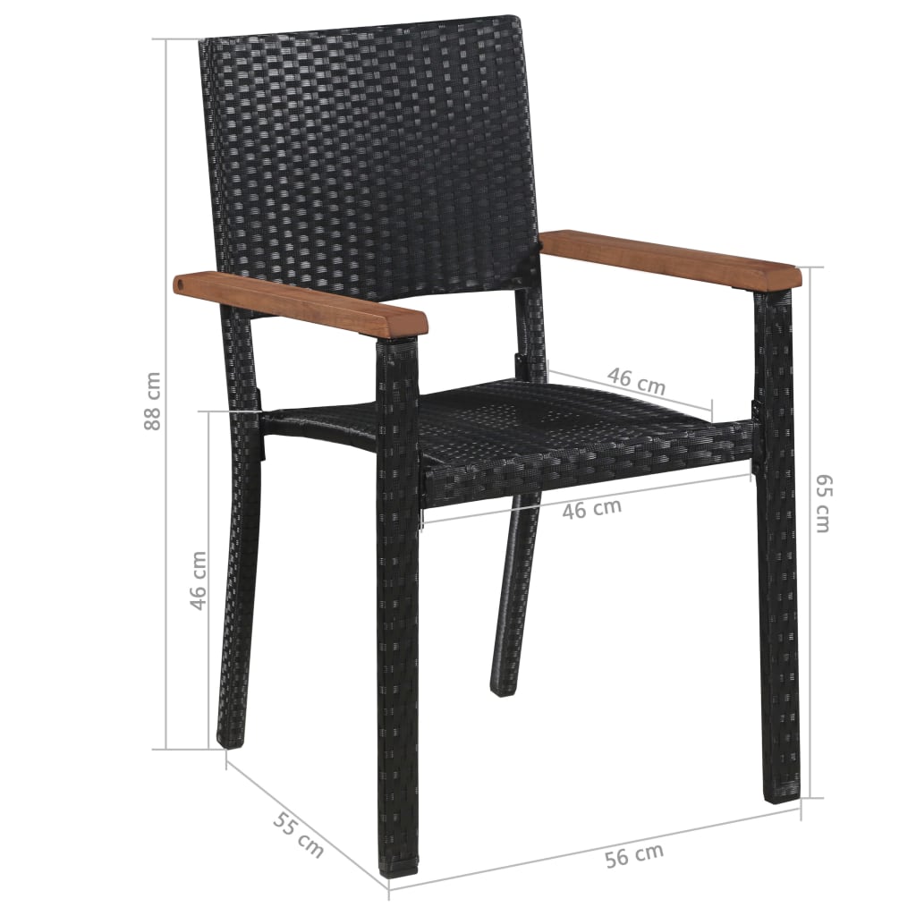 vidaXL Lauko kėdės, 2 vnt., poliratanas, juodos