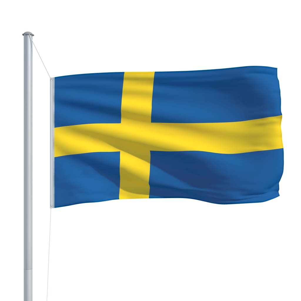 vidaXL Švedijos vėliava su stiebu, aliuminis, 6,2m