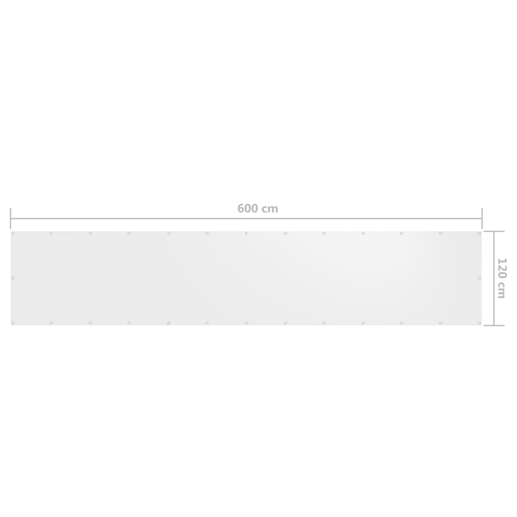 vidaXL Balkono pertvara, baltos spalvos, 120x600cm, oksfordo audinys