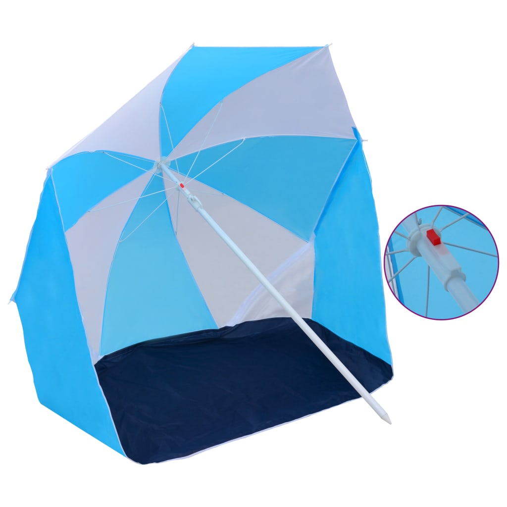 vidaXL Paplūdimio skėtis, mėlynas ir baltas, 180 cm, audinys