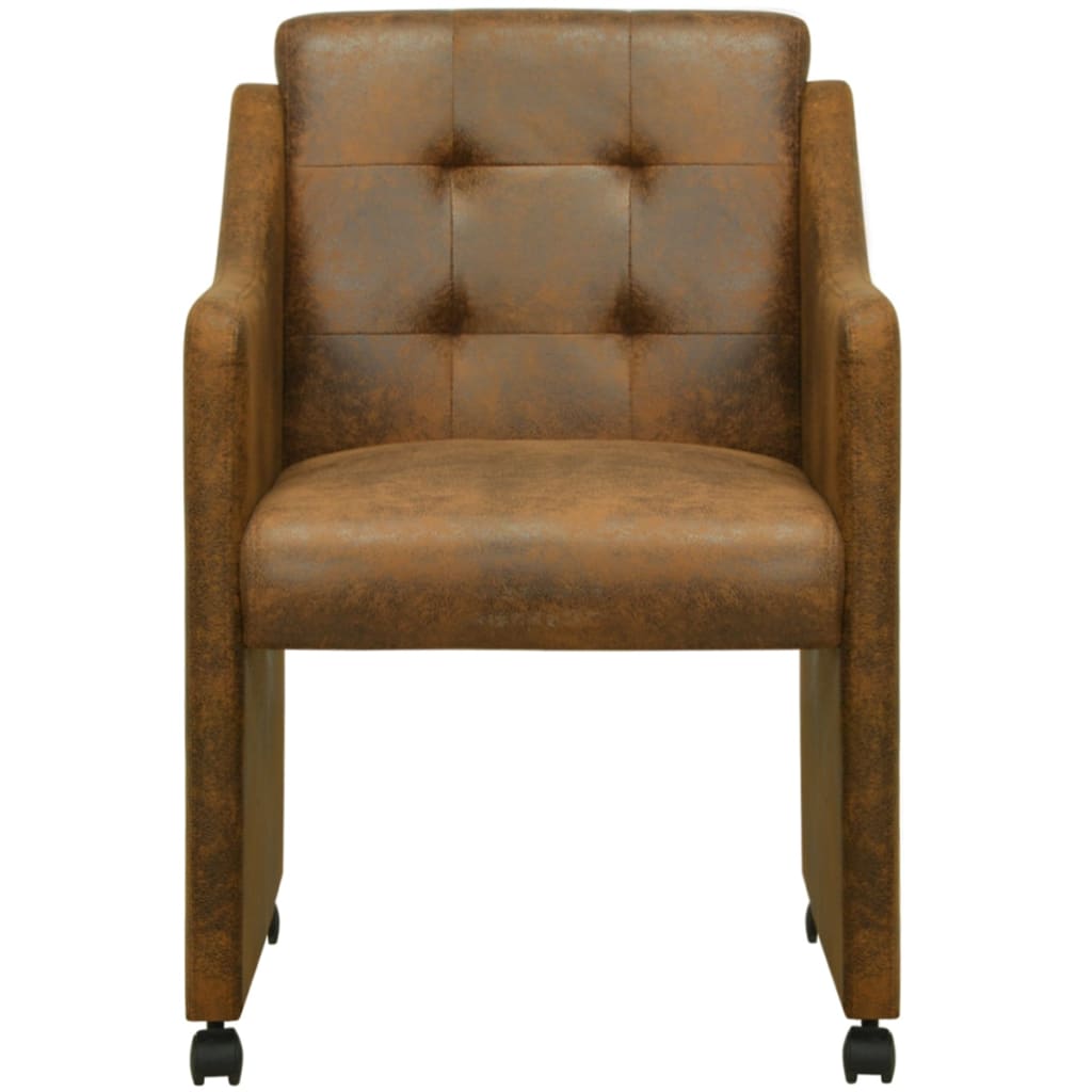 vidaXL Valgomojo kėdės, 4vnt., rudos spalvos, dirbtinė oda