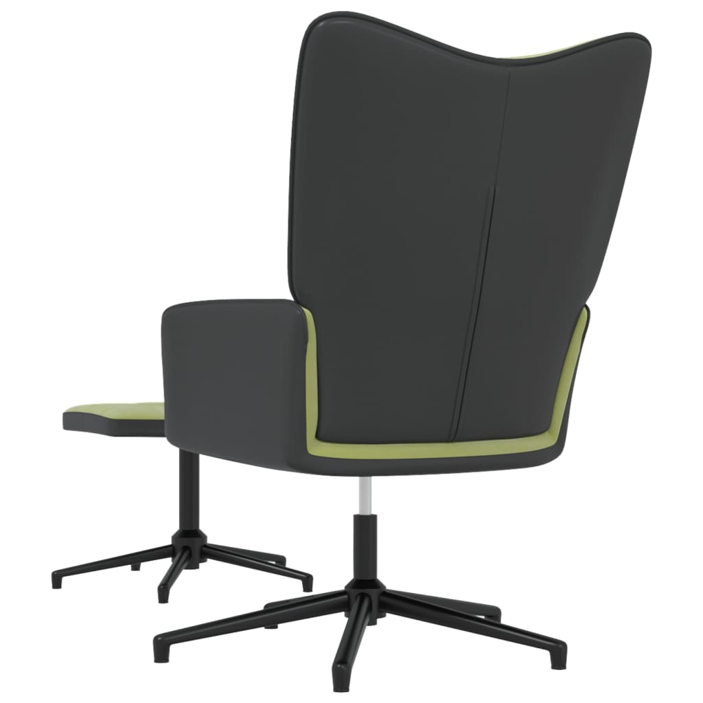 vidaXL Poilsio kėdė su pakoja, šviesiai žalios spalvos, aksomas ir PVC