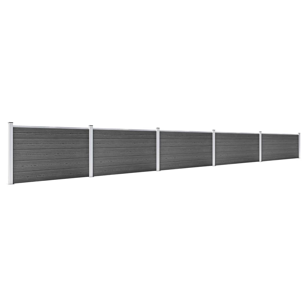 vidaXL Tvoros segmentų rinkinys, juodos spalvos, 872x105cm, WPC