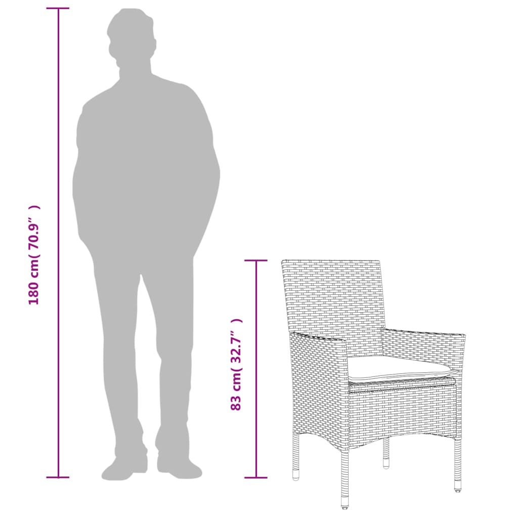 vidaXL Sodo kėdės su pagalvėlėmis, 2vnt., pilkos, poliratanas