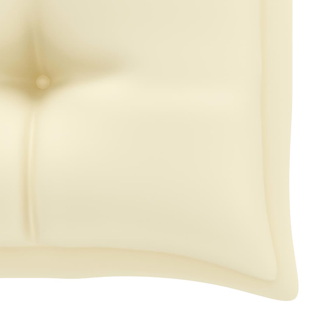 vidaXL Sodo suoliukas su kremine pagalvėle, 112cm, tikmedžio masyvas