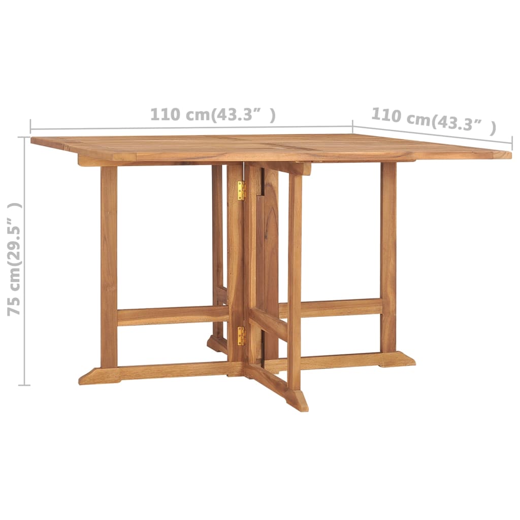 vidaXL Sulankstomas sodo valgomojo stalas, 110x110x75cm, tikmedis