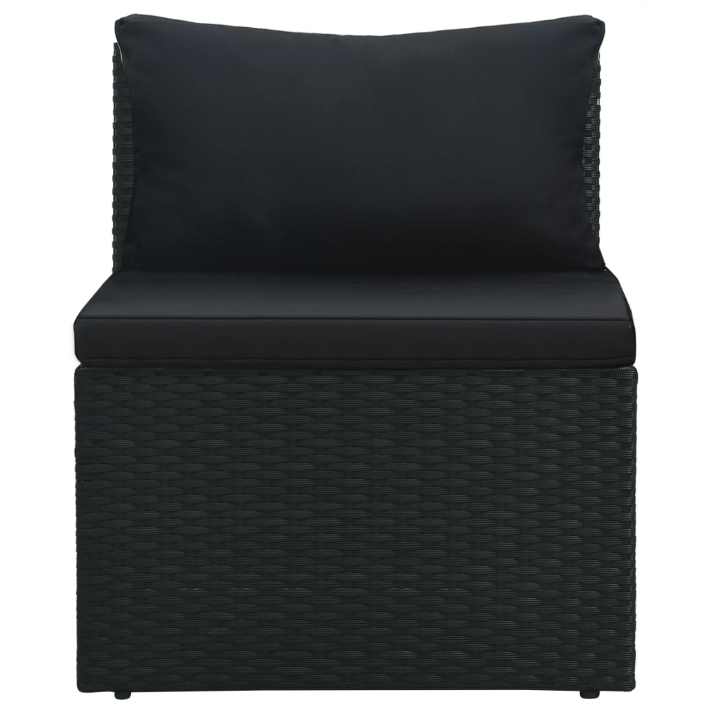 vidaXL Poilsio komplektas su pagalvėmis, 4 dalių, juodas, poliratanas
