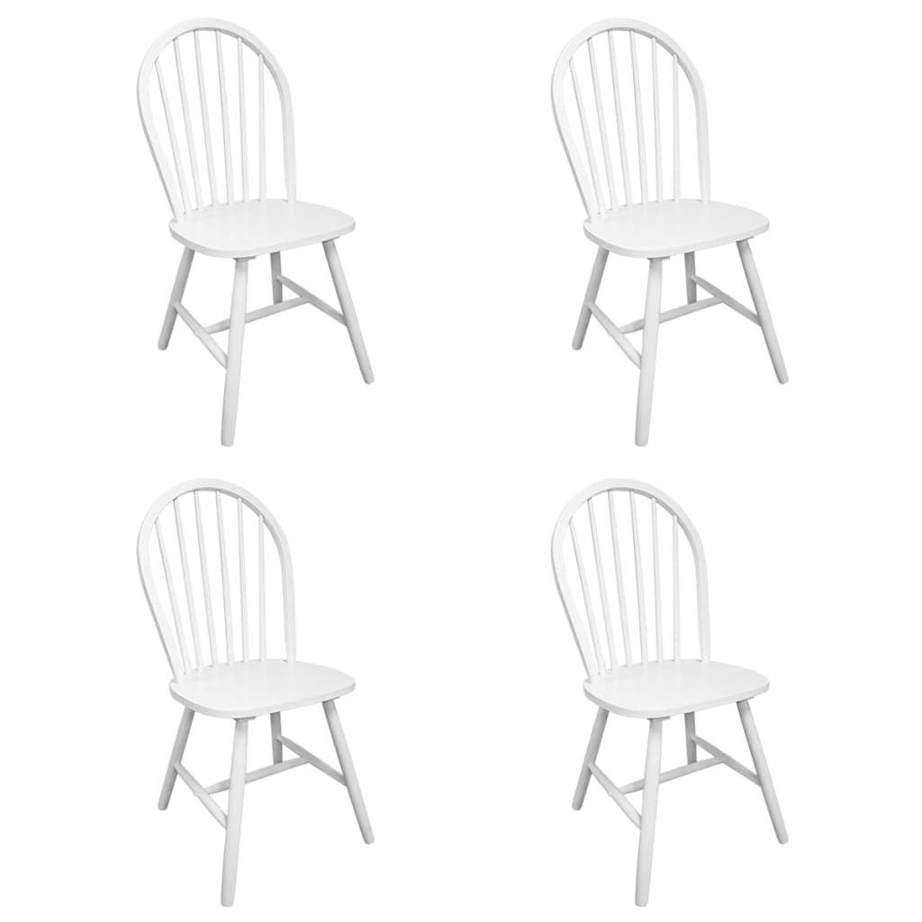 vidaXL Valgomojo kėdės, 4vnt., baltos, kaučiukmedžio masyvas