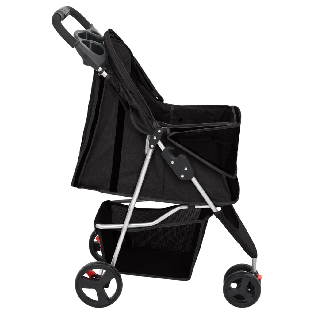 vidaXL Sulankstomas vežimėlis šunims, juodas, 80x46x98cm, audinys