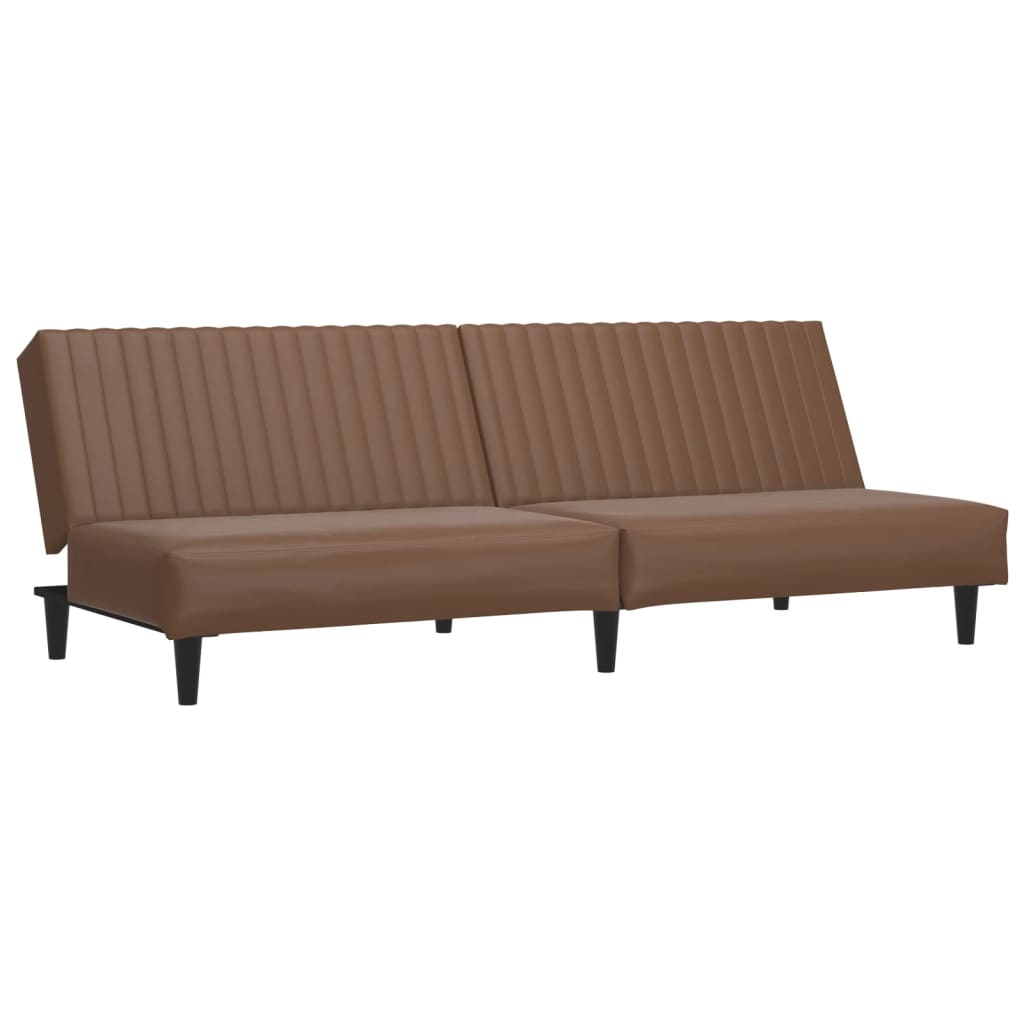 vidaXL Dvivietė sofa-lova, rudos spalvos, dirbtinė oda