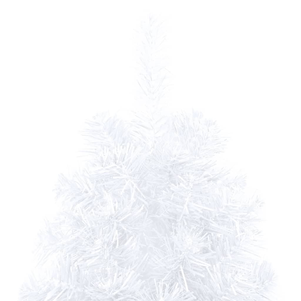 vidaXL Dirbtinė pusinė Kalėdų eglutė su žaisliukais, balta, 210cm