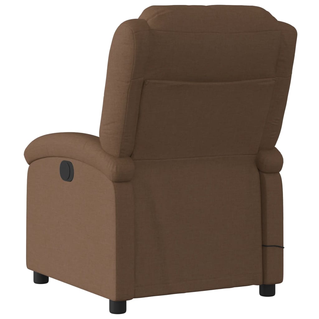vidaXL Elektrinis atlošiamas masažinis krėslas, rudas, audinys