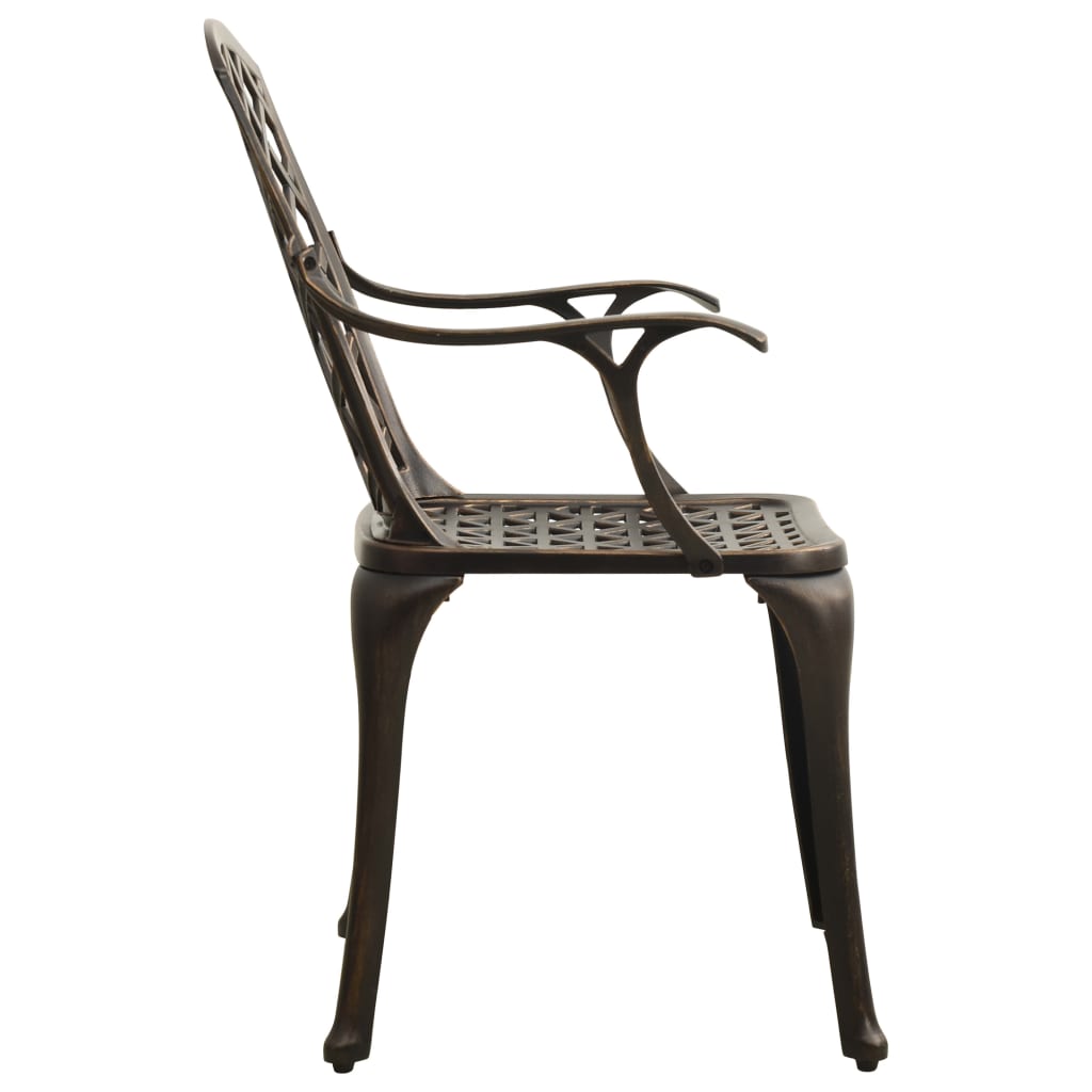 vidaXL Sodo kėdės, 2vnt., bronzinės spalvos, lietas aliuminis