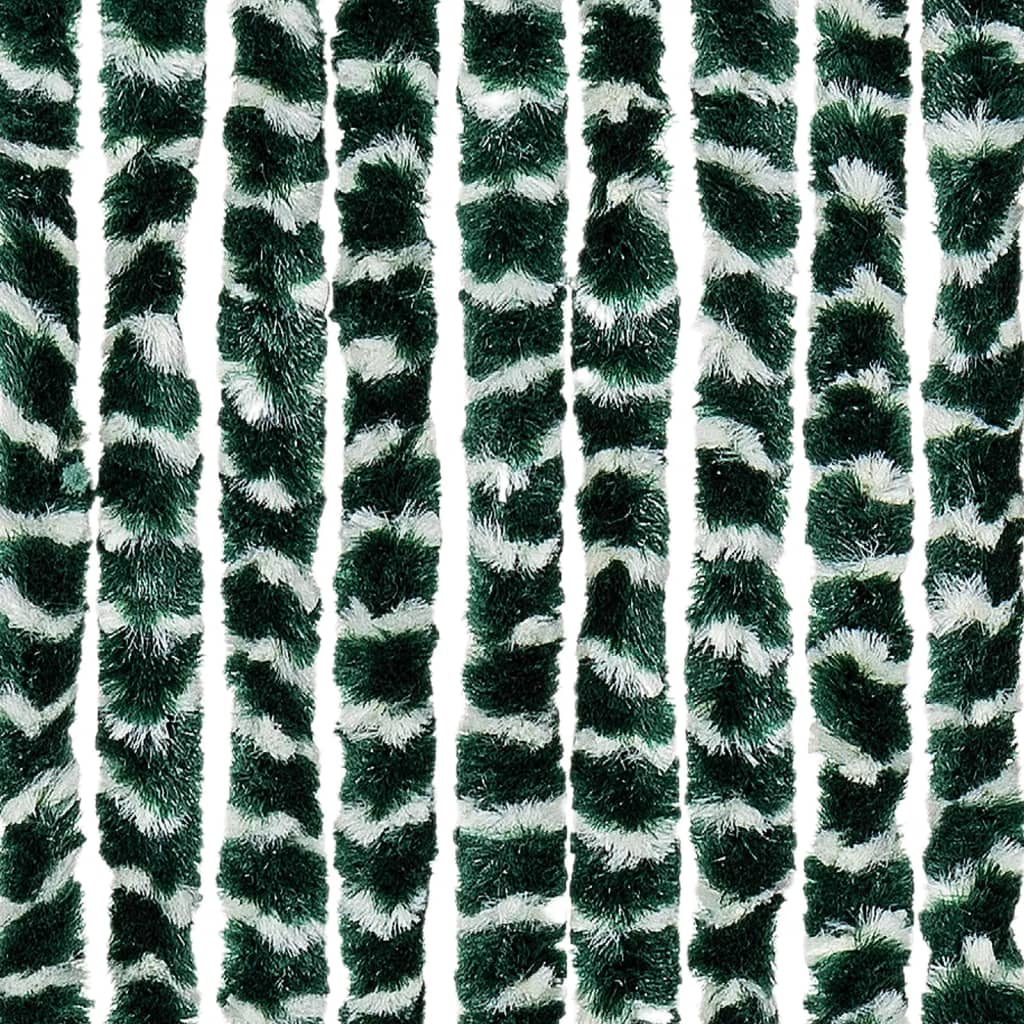 vidaXL Užuolaida nuo vabzdžių, žalia ir balta, 90x220 cm, šenilis