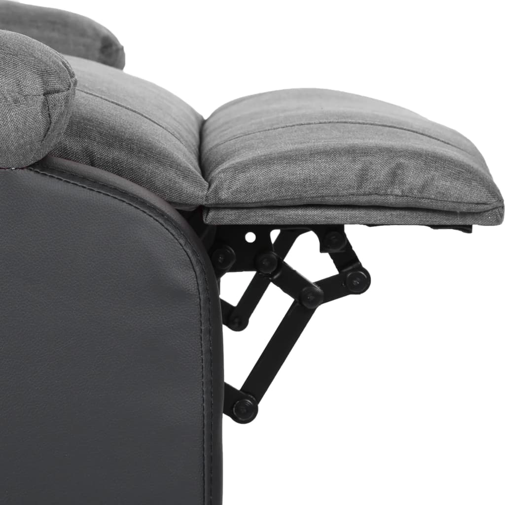 vidaXL Atlošiamas krėslas, šviesiai pilkas, dirbtinė oda ir audinys