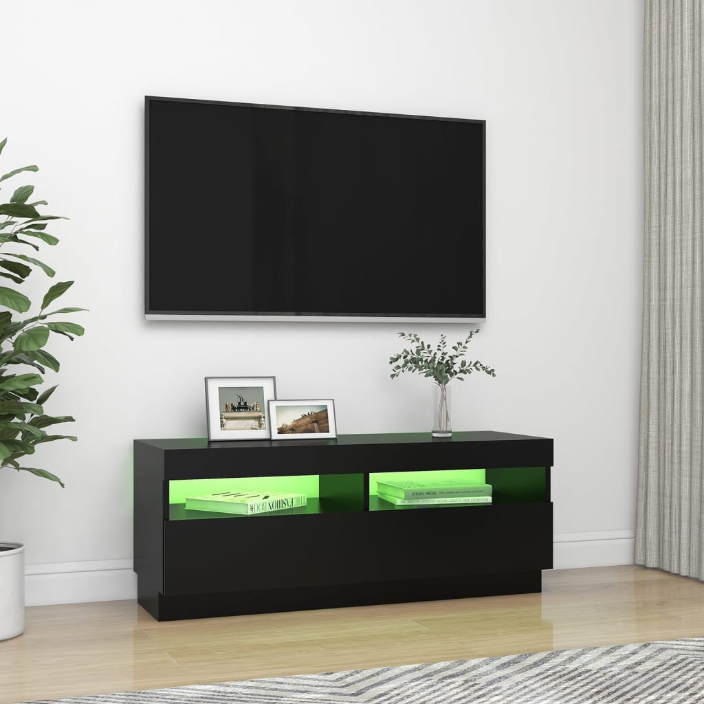 vidaXL Televizoriaus spintelė su LED apšvietimu, juoda, 100x35x40cm