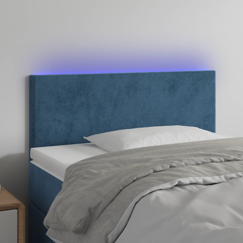 vidaXL Galvūgalis su LED, tamsiai mėlynas, 100x5x78/88cm, aksomas