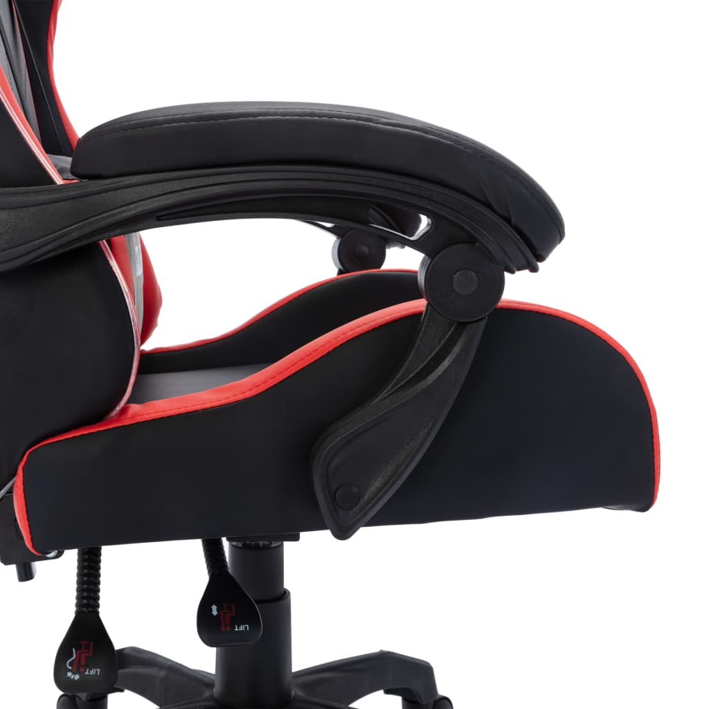vidaXL Žaidimų kėdė su LED lemputėmis, raudona ir juoda, dirbtinė oda