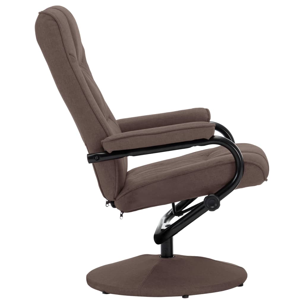 vidaXL Atlošiamas krėslas su pakoja, rudos spalvos, audinys