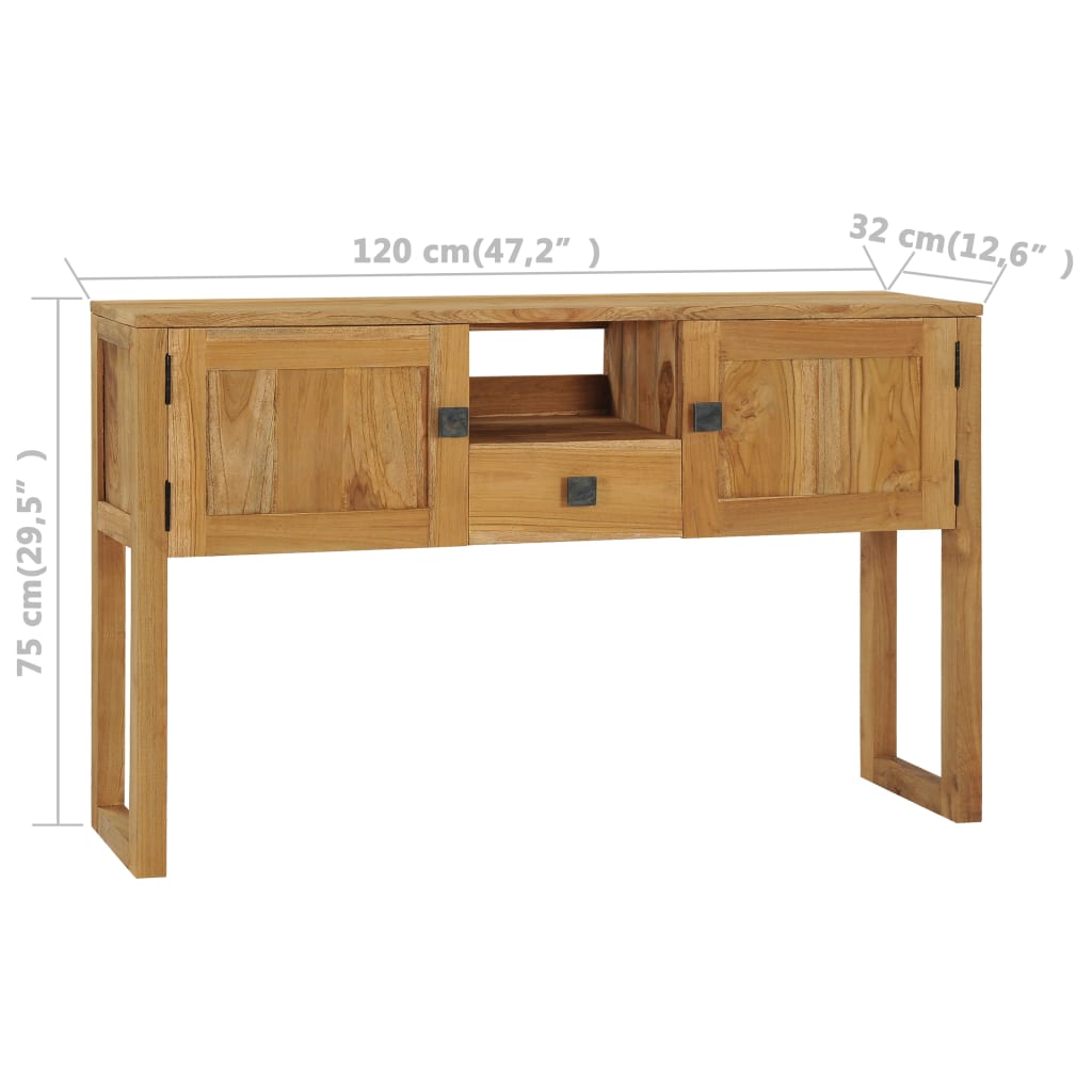 vidaXL Konsolinis staliukas, 120x32x75cm, tikmedžio medienos masyvas