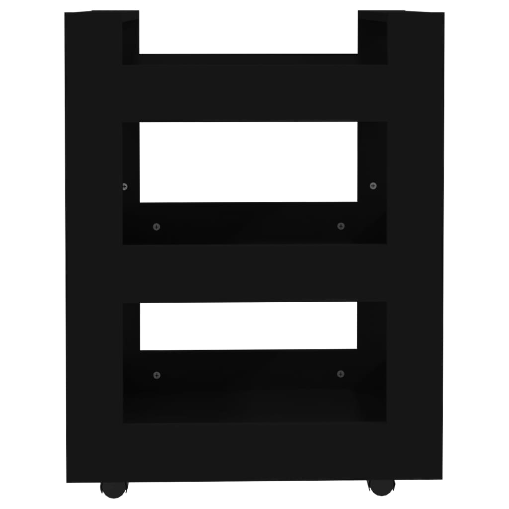vidaXL Virtuvės vežimėlis, juodas, 60x45x80cm, apdirbta mediena