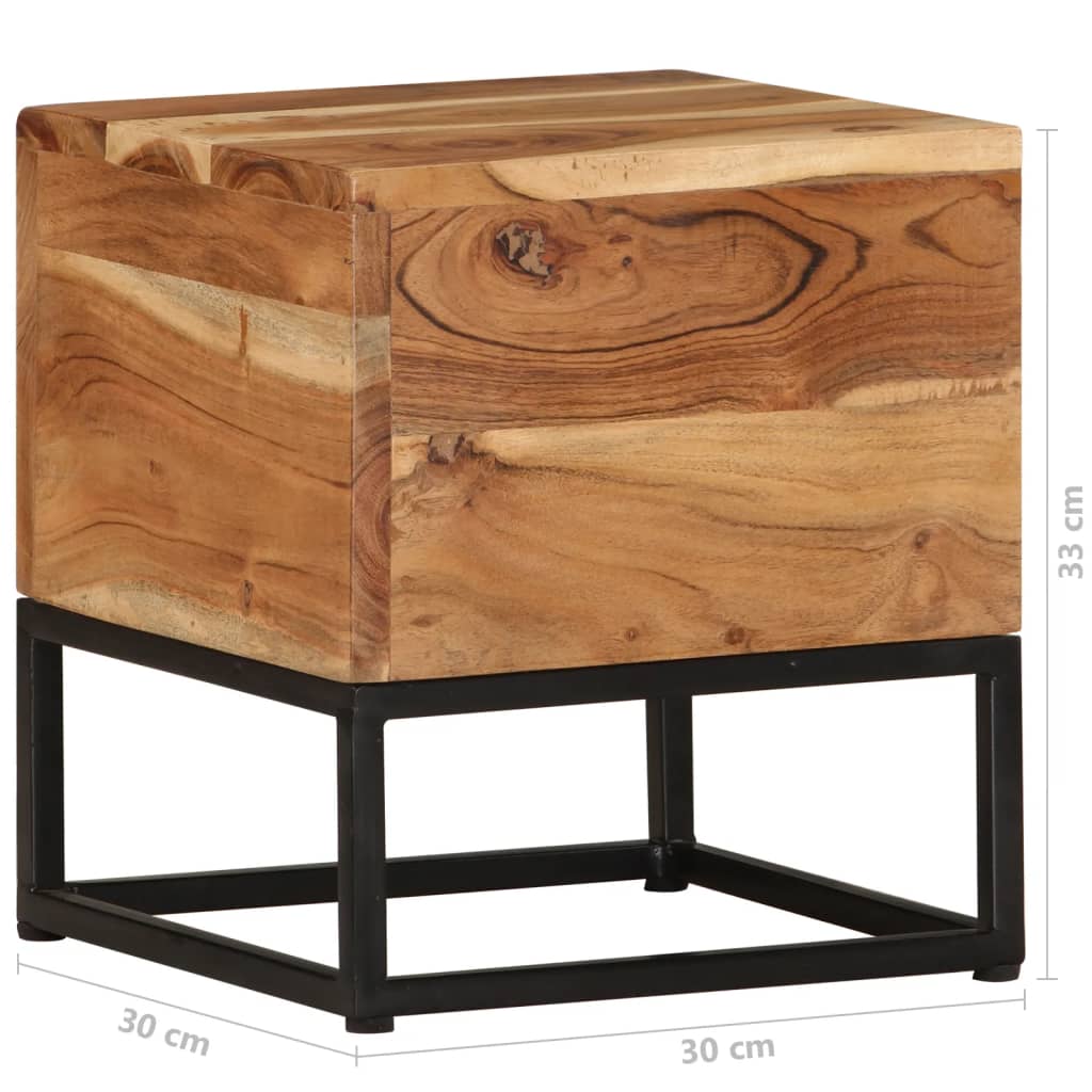vidaXL Šoninis staliukas, 30x30x33cm, akacijos medienos masyvas