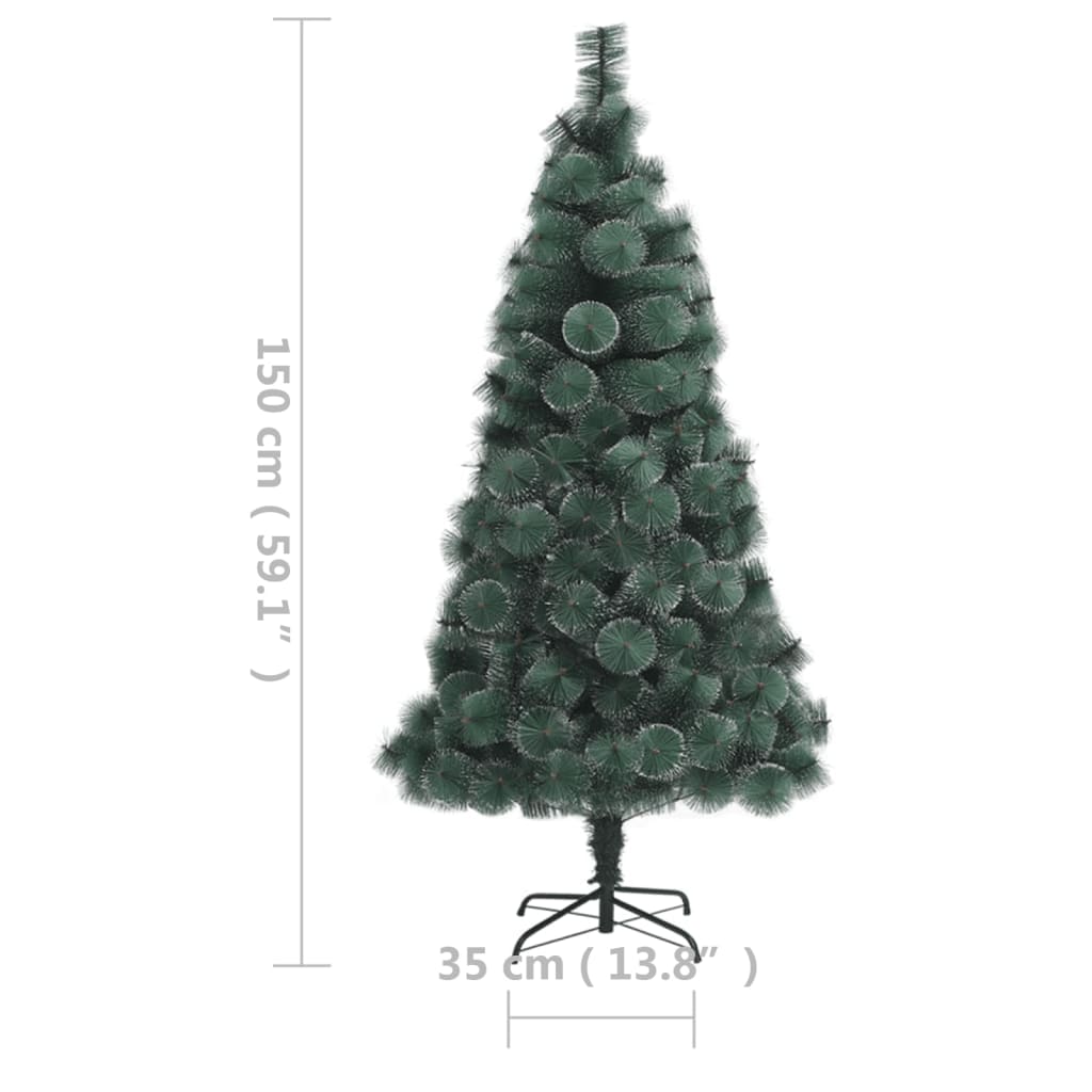 vidaXL Dirbtinė apšviesta Kalėdų eglutė su stovu, žalia, 150cm, PET