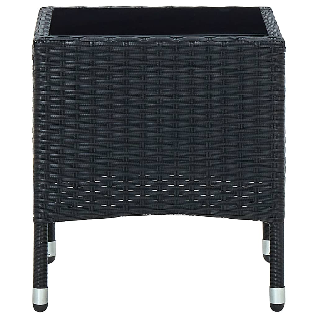 vidaXL Sodo stalas, juodos spalvos, 40x40x45, poliratanas