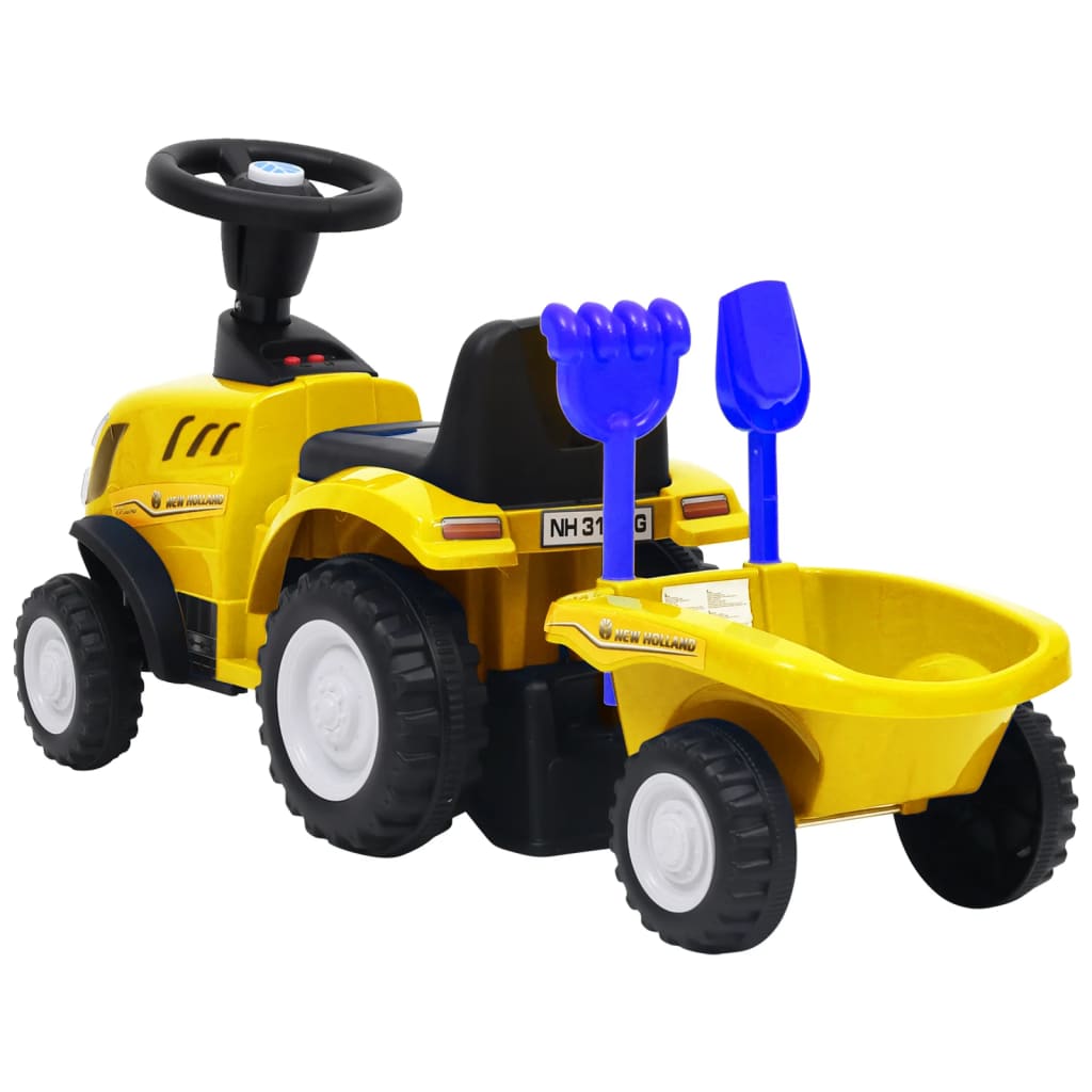 vidaXL Vaikiškas traktorius New Holland, geltonos spalvos
