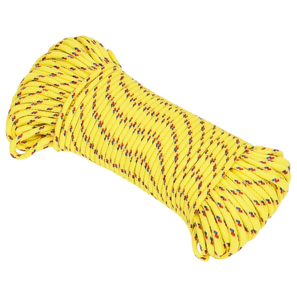 vidaXL Valties virvė, geltonos spalvos, 5mm, 25m, polipropilenas