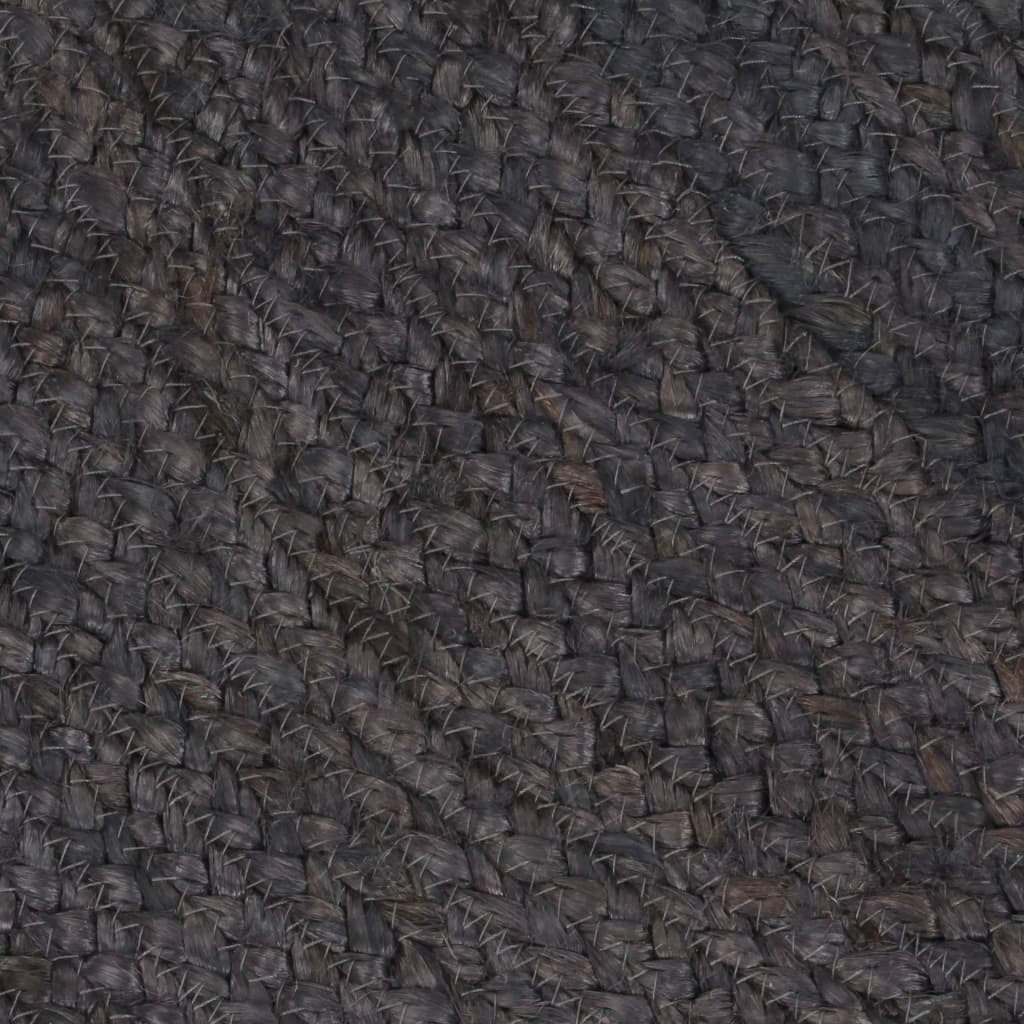 vidaXL Kilimas, tamsiai pilkas, 120cm, džiutas, apvalus, rankų darbo