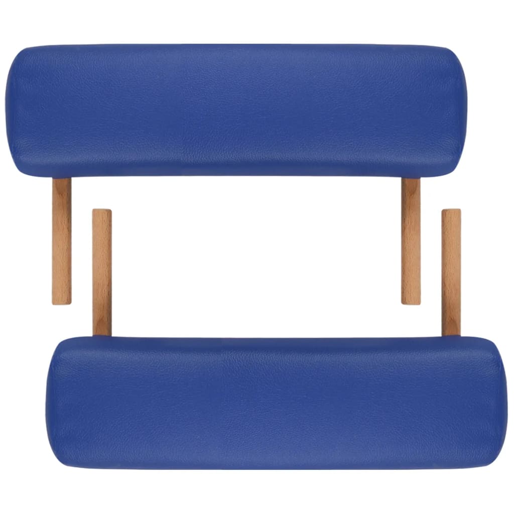 vidaXL Sulankstomas masažo stalas, mėlynas, 2 zonų, su mediniu rėmu