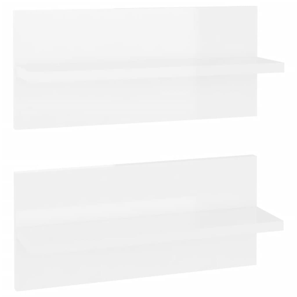 vidaXL Sieninės lentynos, 2vnt., baltos, 40x11,5x18cm, blizgios