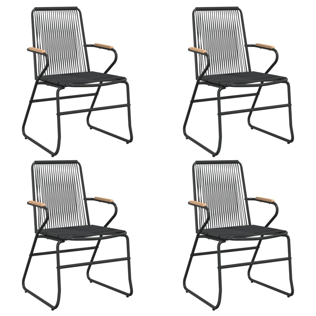 vidaXL Sodo kėdės, 4vnt., juodos spalvos, 58x59x85,5cm, PVC ratanas