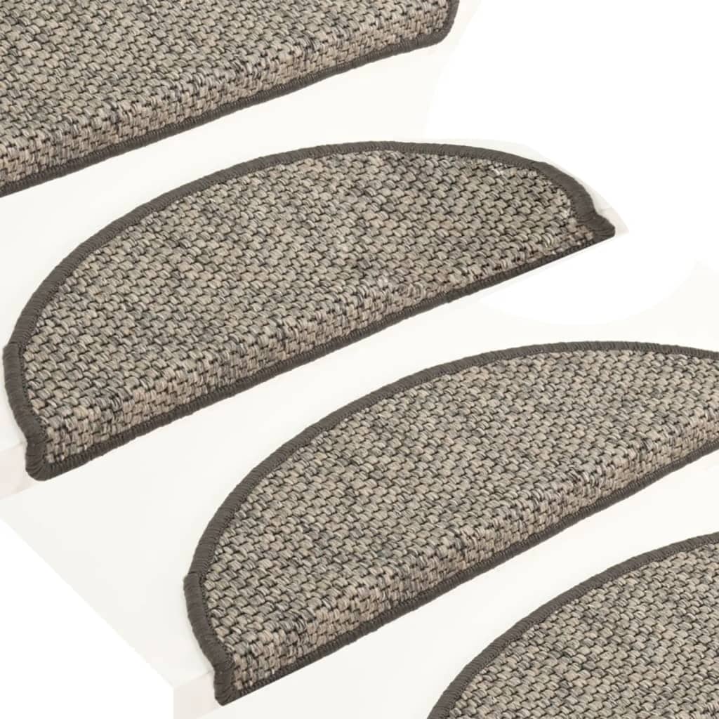 vidaXL Lipnūs laiptų kilimėliai, 15vnt., antracito spalvos, 65x21x4cm