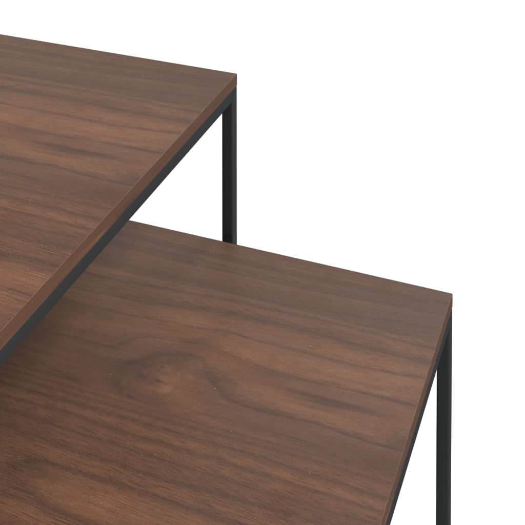 vidaXL Kavos staliukų komplektas, 2vnt., apdirbta mediena ir metalas
