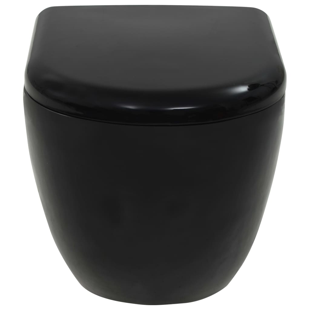 vidaXL Pakabinamas klozetas su paslėptu bakeliu, keramika, juodas