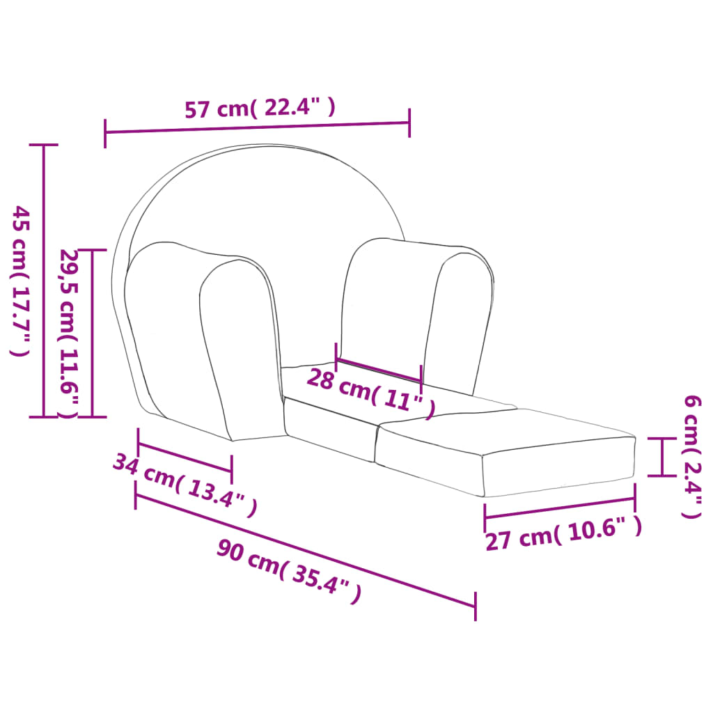 vidaXL Vaikiška sofa-lova, rožinės spalvos, minkštas pliušas