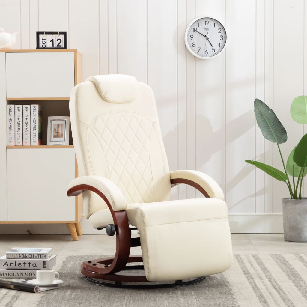 vidaXL Atlošiamas TV krėslas, baltos spalvos, dirbtinė oda