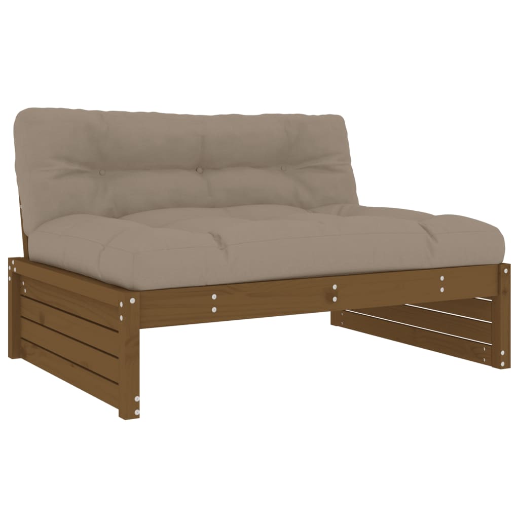 vidaXL Vidurinė sofos dalis, medaus ruda, 120x80cm, pušies masyvas