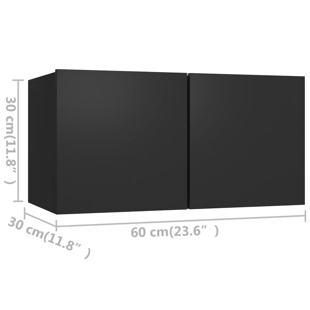 vidaXL Televizoriaus spintelės, 4vnt., juodos, 60x30x30cm, MDP