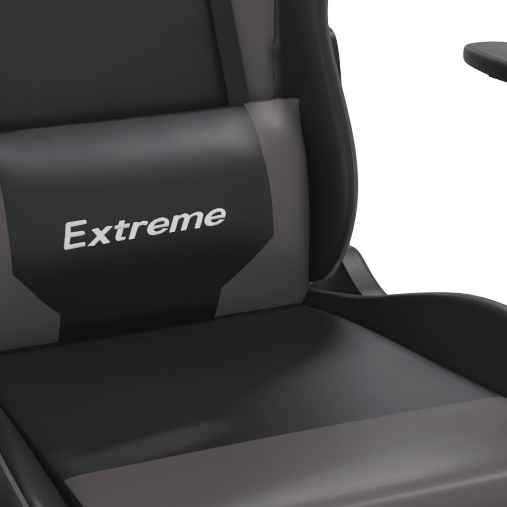 vidaXL Masažinė žaidimų kėdė, juodos ir pilkos spalvos, dirbtinė oda